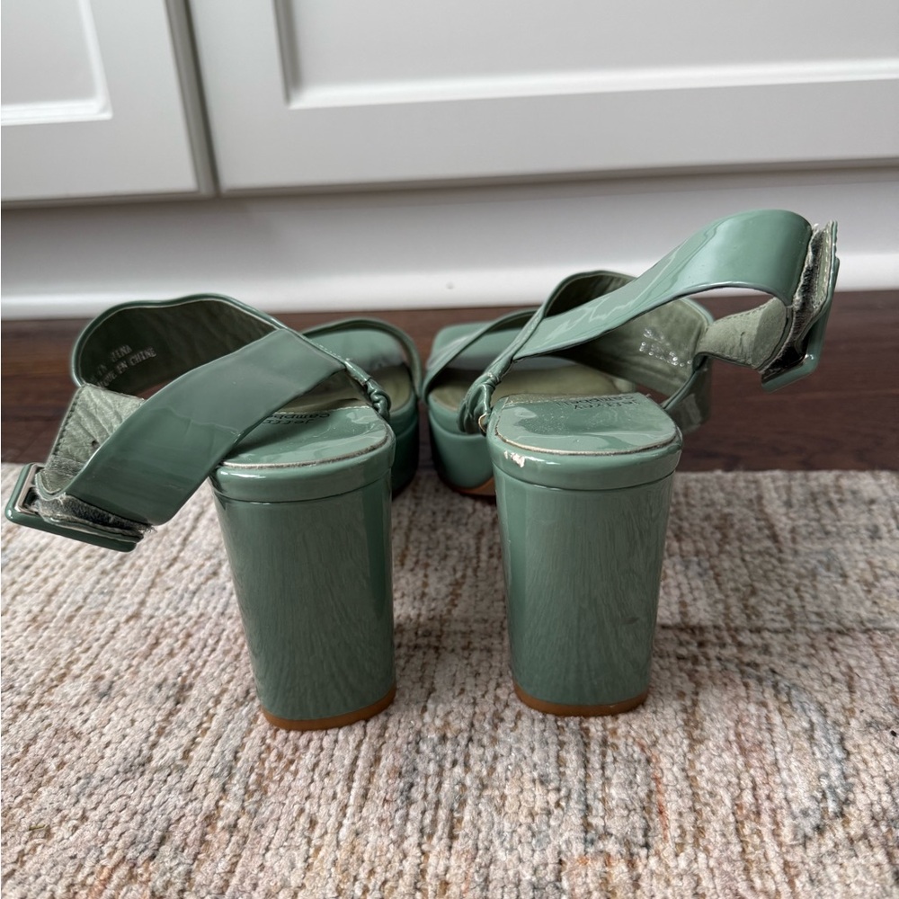 Jeffrey Campbell Green Patent Leather Block Heel Sandals - Picture 3 of 7